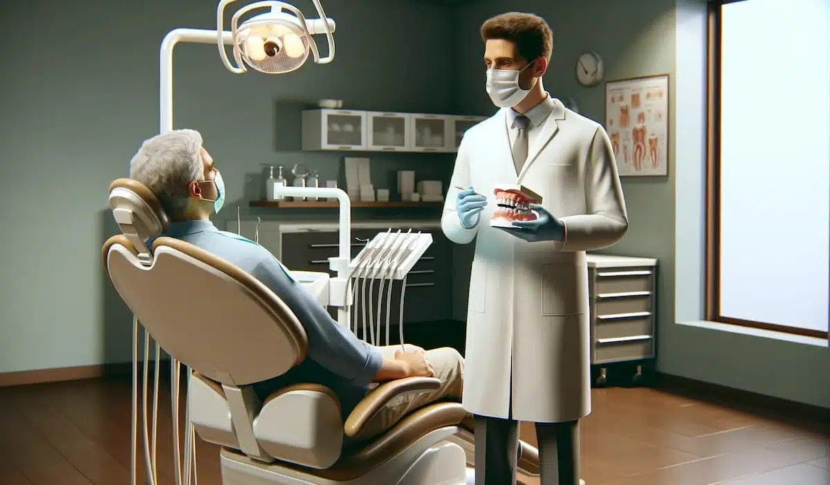 Zubar objasnjava pacijentu proceduru nadogradnja zuba